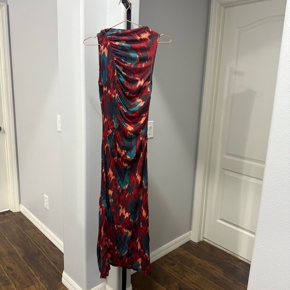 Ulla Johnson Livia Midi Dress Size Small Red Bohemian Print High Neck Red Blue - Picture 2 of 10